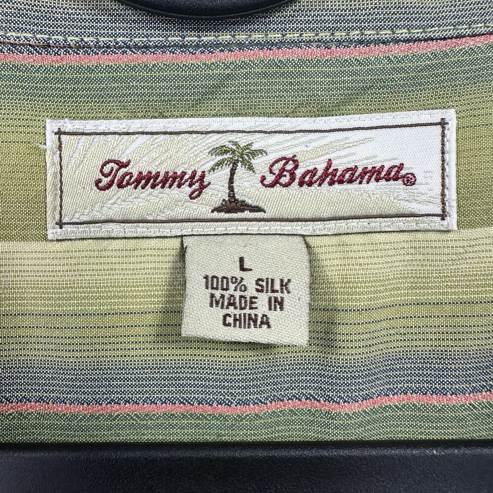 Tommy Bahama Mens‎ L 100% Silk “Groovy” Green Button Up Hawaiian Tropical Shirt - Picture 2 of 10